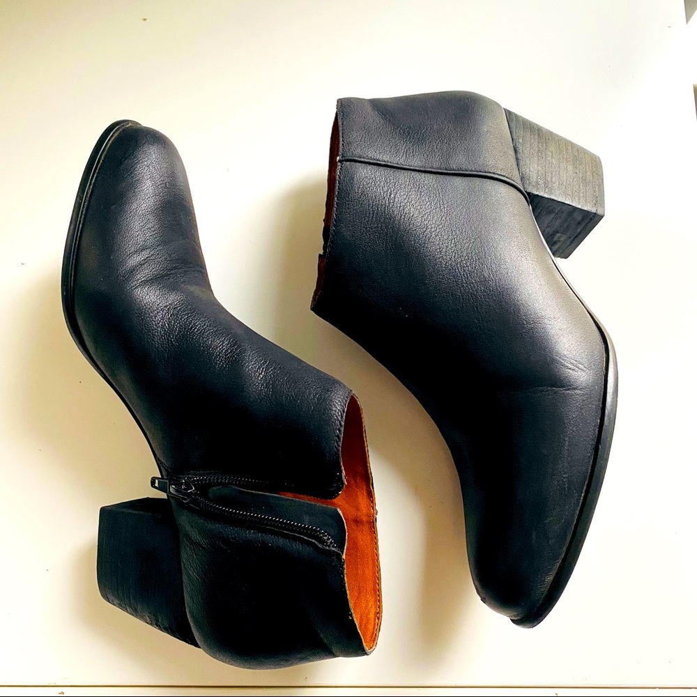 - Black leather block heel Lucky Brand Ankle…